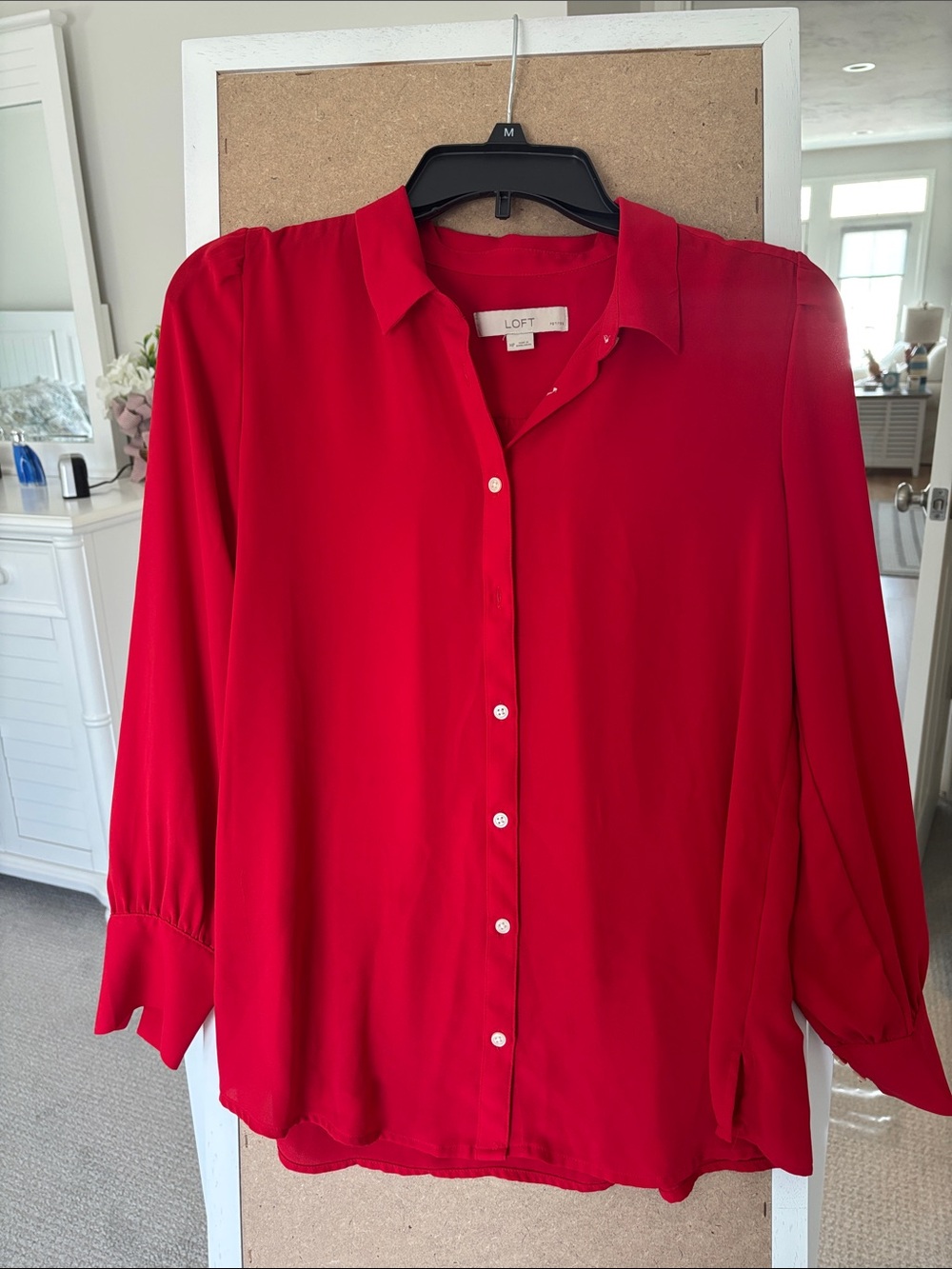 LOFT Vibrant Red Button-Down Blouse